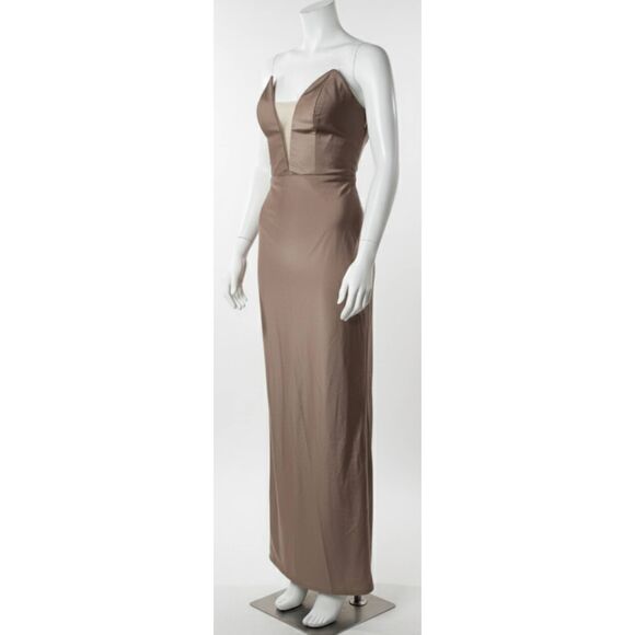 Michael Costello womens small dressbodycon sexy tan light brown long cocktail - Picture 2 of 8
